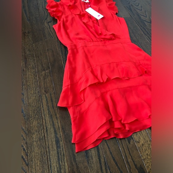 Parker Women’s 0 Tangia 100% Silk Ruffled Tiered Mini Dress in Red Flare - NWT! - Picture 5 of 15